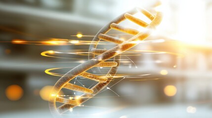 Poster - Exploring genetic innovation dna helix visualization laboratory setting digital art bright environment macro perspective science and technology
