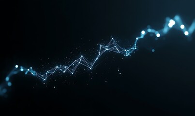 Leinwandbilder - A glowing, abstract representation of a fluctuating waveform made of interconnected particles against a dark background.