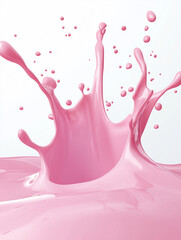 Poster - Pink liquid splashing and making a crown shape on white background