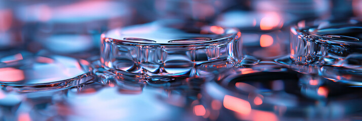 Poster - Close-up Photograph of Translucent Cylindrical Forms Under Pink and Blue Lighting