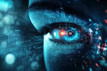 Poster - Exploring the depths of artificial intelligence through abstract eye illustration