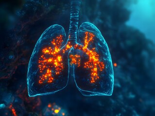 Aufkleber - Stunning Glowing Lungs Illustration in Abstract Medical Concept