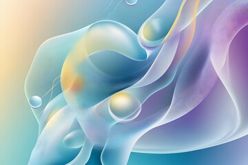 Wall Mural - Abstract swirls and spheres, flowing gradient background, ideal for digital art or presentation template