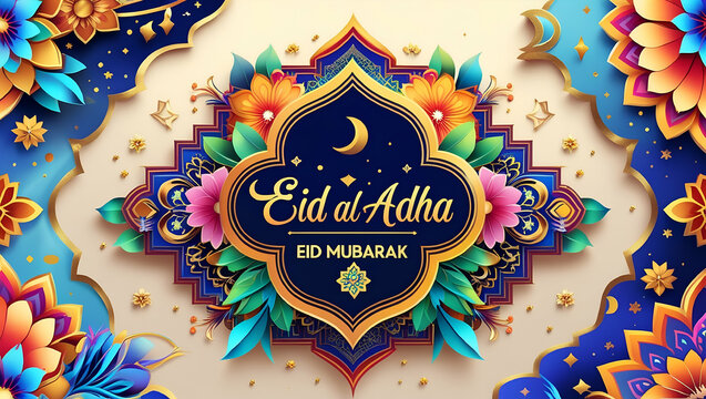Beautilful Eid-al-adha Eid Mubarak Greetings Vector Illustration Background
