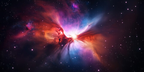 Aufkleber - Colorful nebula cloud exploding in the deep space with shining stars