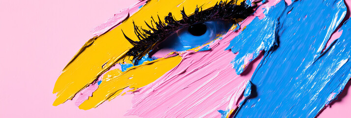 Poster - Eye with Multicolored Paint Strokes