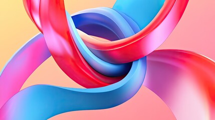 Poster - Dynamic 3D layers of flowing shapes intertwining and creating movement in a digital, futuristic setting.