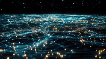 Poster - dynamic digital network abstract space visual art cosmic environment wide angle connectivity in tech