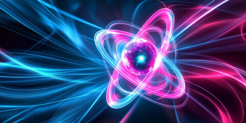 Aufkleber - Atom particle is releasing energy in form of colorful waves