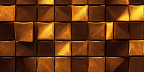 Aufkleber - Golden textured squares forming an elegant background design