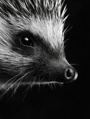 Poster - Hedgehog Portrait in Monochrome