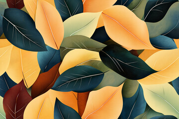 Aufkleber - Colorful autumn leaves forming a vibrant and textured background