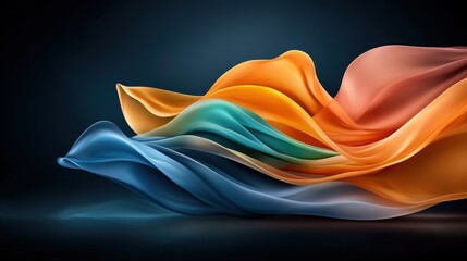 Poster - Vibrant Wavy Lines on Dark Gradient Background
