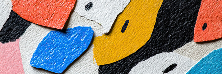 Poster - abstract composition of overlapping painted paper fragments