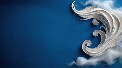 Poster - Delicate Swirling Filigree Art on Blue Background