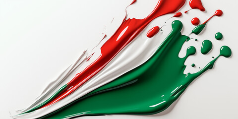 Wall Mural - Italian flag colors mixing dynamically on white background