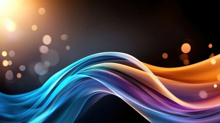 Poster - Glowing Curved Lines in Blue and Purple Shades