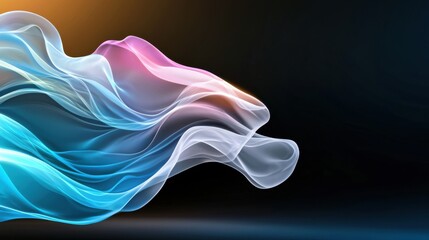 Poster - Glowing Curved Lines in Blue and Purple Shades