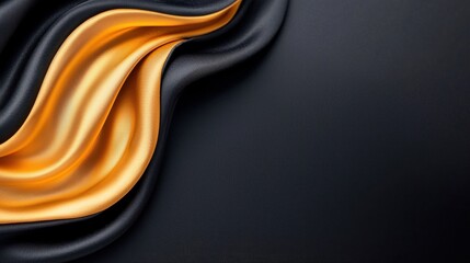 Poster - Elegant Golden Waves Flowing Over Black Background