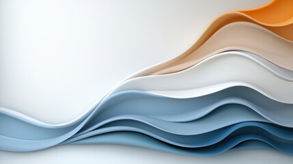 Poster - Minimalist Flowing Wave Lines in Silver and White