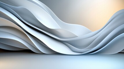 Poster - Serene Minimalist Wavy Lines in Soft White Glow