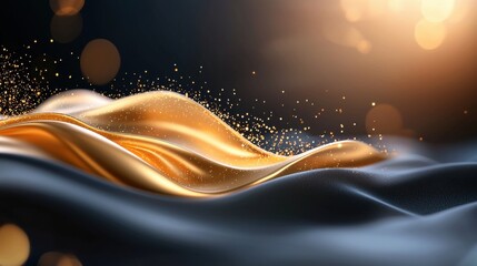 Poster - Smooth Golden Waves in Motion with Sparkling Highlights