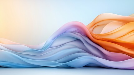 Poster - Soft Wavy Lines in Lavender and Baby Blue Hues