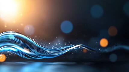 Poster - Glowing Wavy Fiber Optic Lines in Soft Light