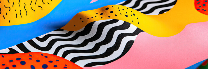 Poster - Abstract Textile with Wavy Pattern and Bold Colors