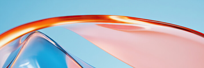 Poster - Abstract Composition of Translucent Forms in Blue, Coral, and Amber