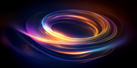 Poster - Glowing swirling vortex creating vibrant circular light trails
