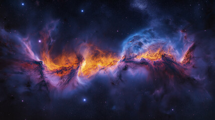 Poster - Colorful nebula cloud of gas and dust floating in deep space