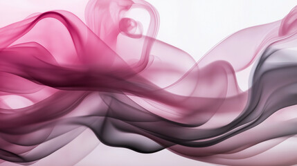 Leinwandbilder - Pink and gray smoke creating abstract wavy pattern on white background