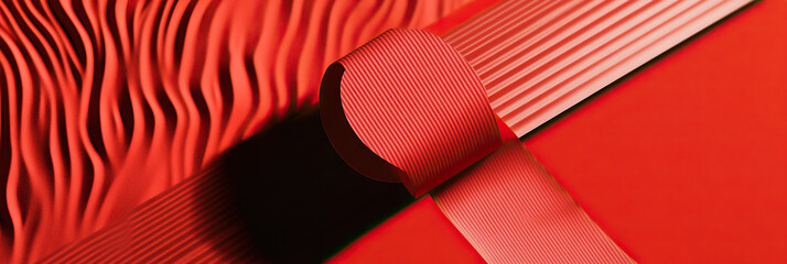 Poster - Abstract Composition of Red Textured Paper