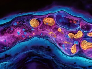Poster - Colorful Microscopic View of Biological Cells and Structures