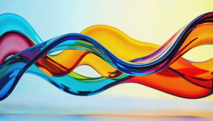 Fototapete - Vibrant abstract glass ribbons reflecting motion and innovation