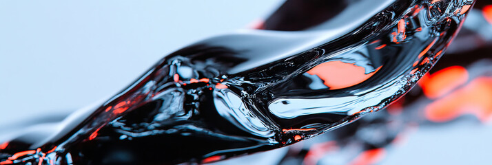 Poster - Abstract Image of Dark Liquid Swirl with Orange and Blue Hues