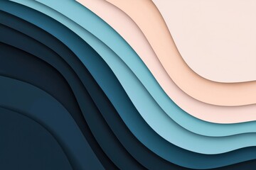 Poster - Smooth, flowing lines create a minimalist and elegant composition with a gradient of blue and beige tones, highlighting modern flat design