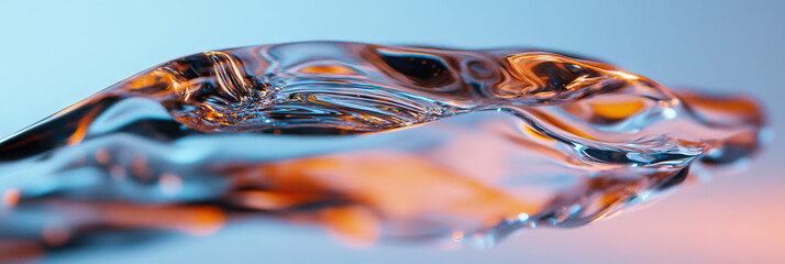 Poster - Close-up Photograph of Liquid Wave with Blue and Orange Lighting