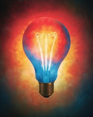 Poster - illuminating creativity light bulb artistry in a vibrant setting