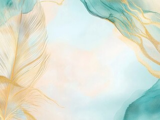 Poster - Elegant abstract art with gold and teal accents studio digital design modern aesthetic close-up view visual serenity