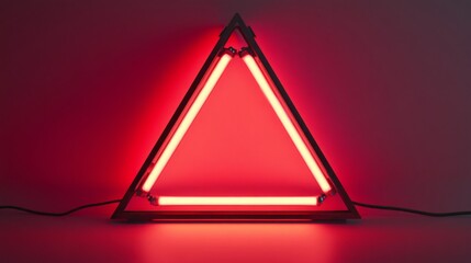 Wall Mural - Red Neon Triangle Lamp - Modern Geometric Design