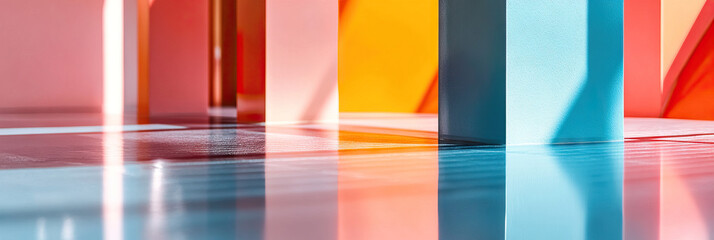 Poster - Reflective Surface with Colored Vertical Planes