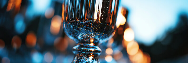 Wall Mural - Close-up of Glittery Goblet with Blurred Background Lighting