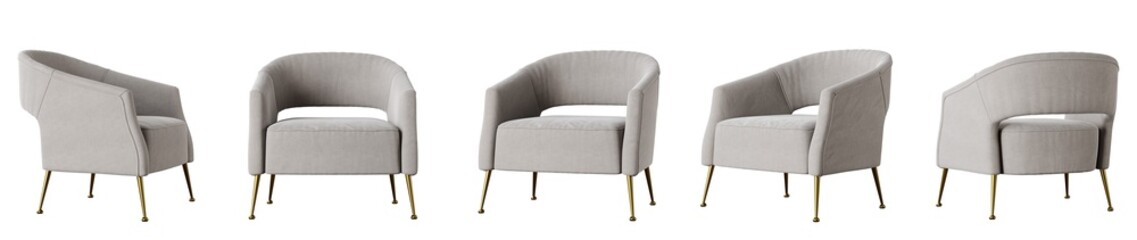 Aufkleber - Armchair set isolated on transparent background. 3D render.