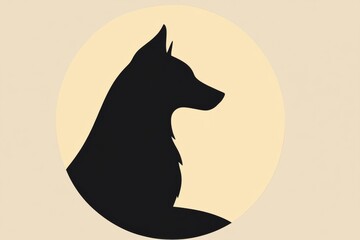 Leinwandbilder - Minimalist wolf silhouette with a full moon in the background providing ample space for text. Generative AI