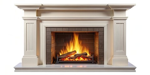 Wall Mural - Fireplace Mantel, White Background