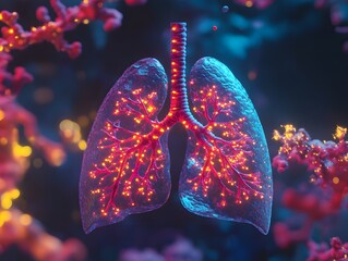 Aufkleber - Artistic Representation of Human Lungs with Colorful Vascular Design