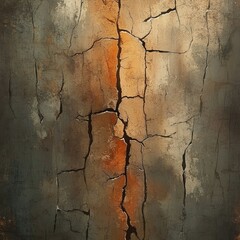 Wall Mural - Abstract cracked wall texture with earthy color tones