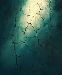 Wall Mural - Cracked surface texture under soft illumination at dusk